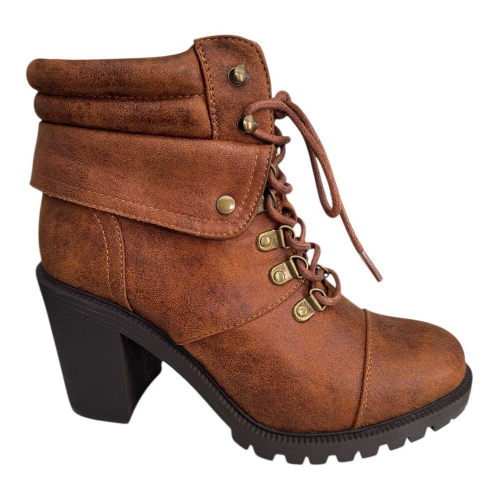 Torrid Women’s 8.5W Wide Lace Up Hiker Boot Brown Chunky Biker Y2K LZ9990-01